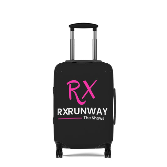 RX Runway Luggage Cover – Black Protective Travel Cover with Pink RX Logo