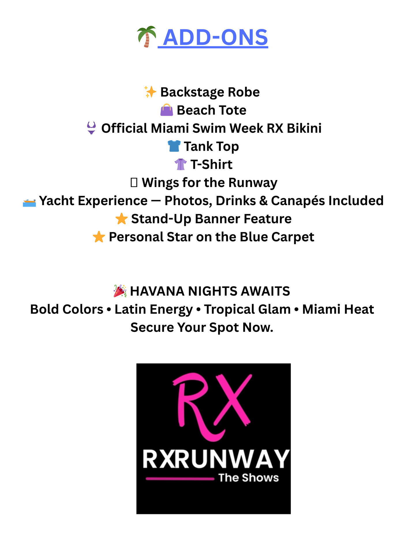 Miami Swim Week 05/30/26 Add Ons